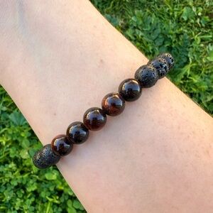 Red Tiger’s Eye and Lava Stone Bracelet